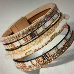 Cheerful Beaded Multi-Strand Leather Bracelet